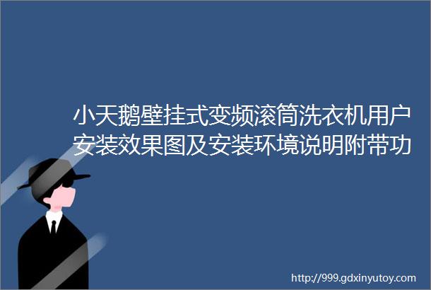 小天鹅壁挂式变频滚筒洗衣机用户安装效果图及安装环境说明附带功能介绍及安装视频