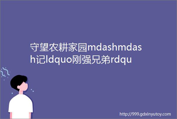 守望农耕家园mdashmdash记ldquo刚强兄弟rdquo